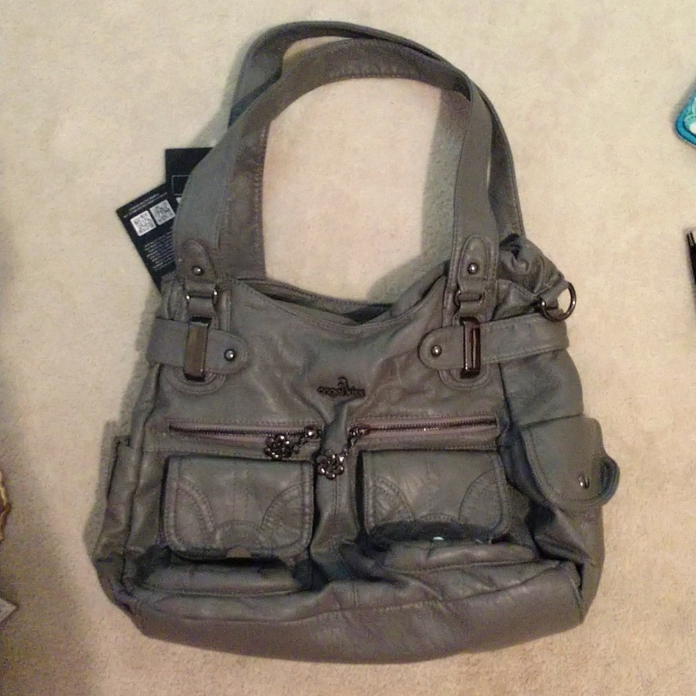Grey slouchy hobo bag